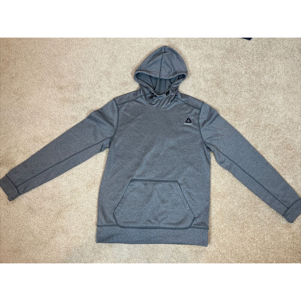 Reebok Hoodie Mens/ Teenagers Gray Printed Logo Speedwick Pull Over Jumper Sz S